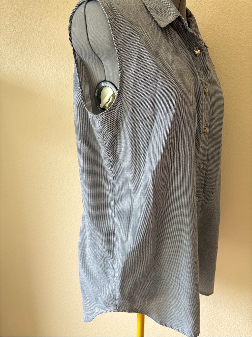 Vintage Darlyn Made in USA Sleeveless Button Down Blouse Houndstooth Tank Top - Picture 5 of 11